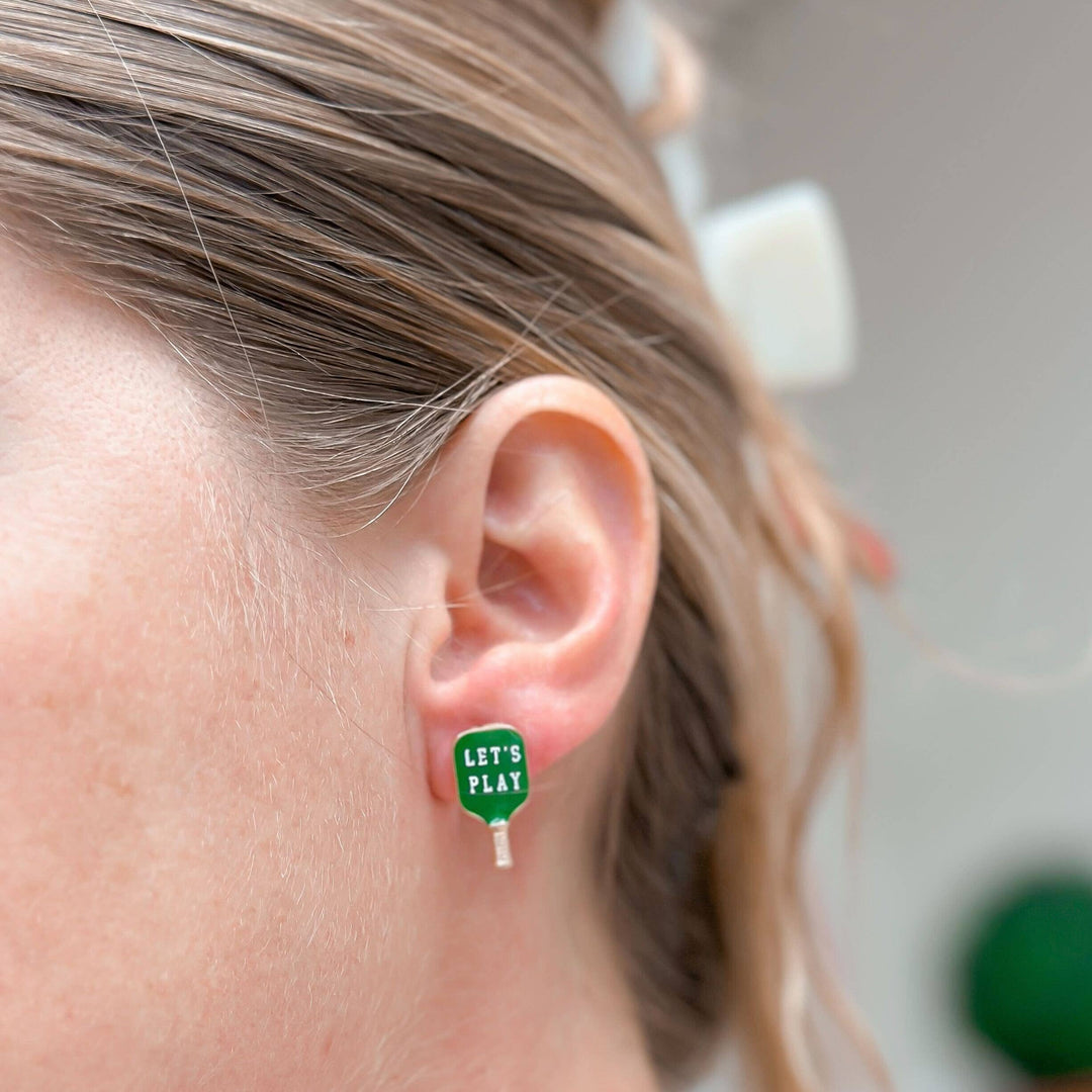 Enamel Stud Earrings-Pickleball