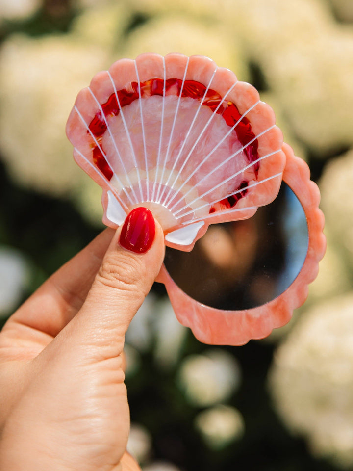 Compact Mirror-Hand-painted Sunset Seashell