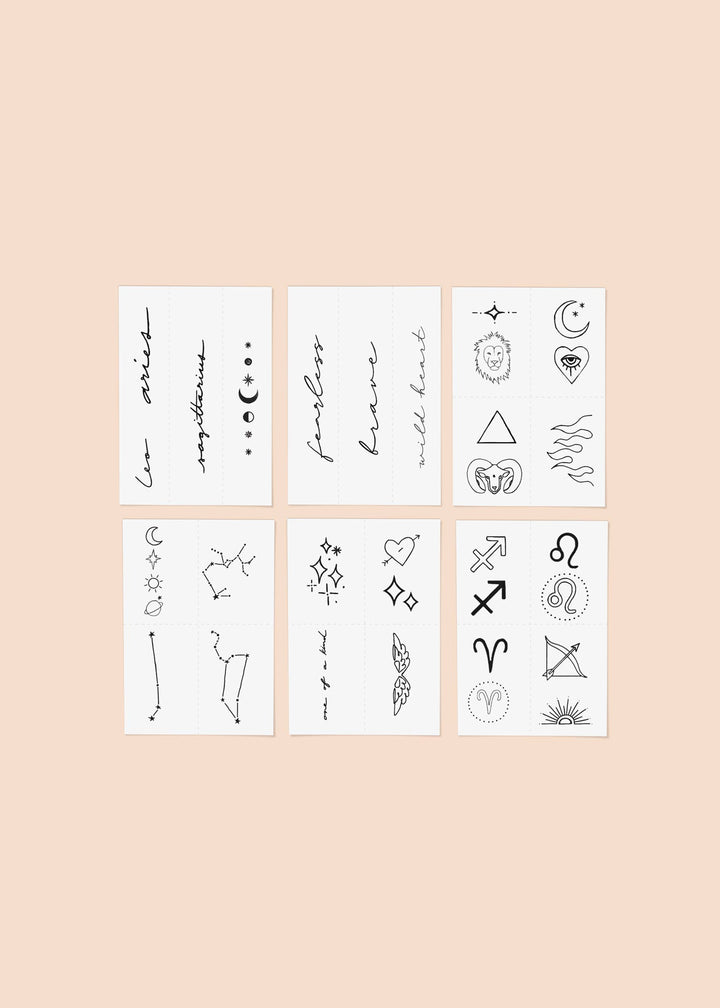 Zodiac Collection: Fire Signs Temporary Tattoo Pack