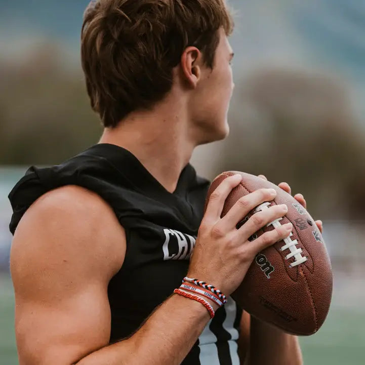 Hair Tie Bracelets-Game Day Red/White/Black