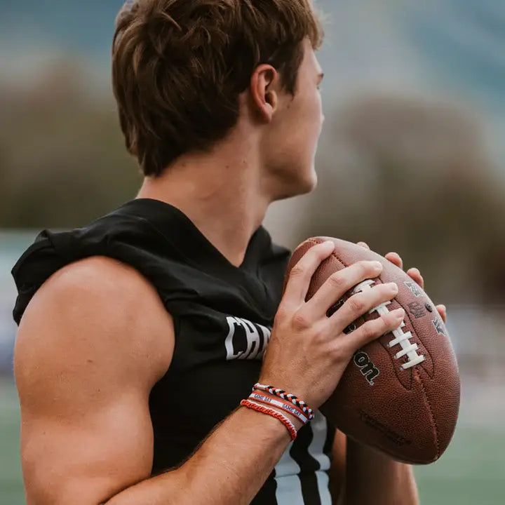 Hair Tie Bracelets-Game Day Red/White/Black