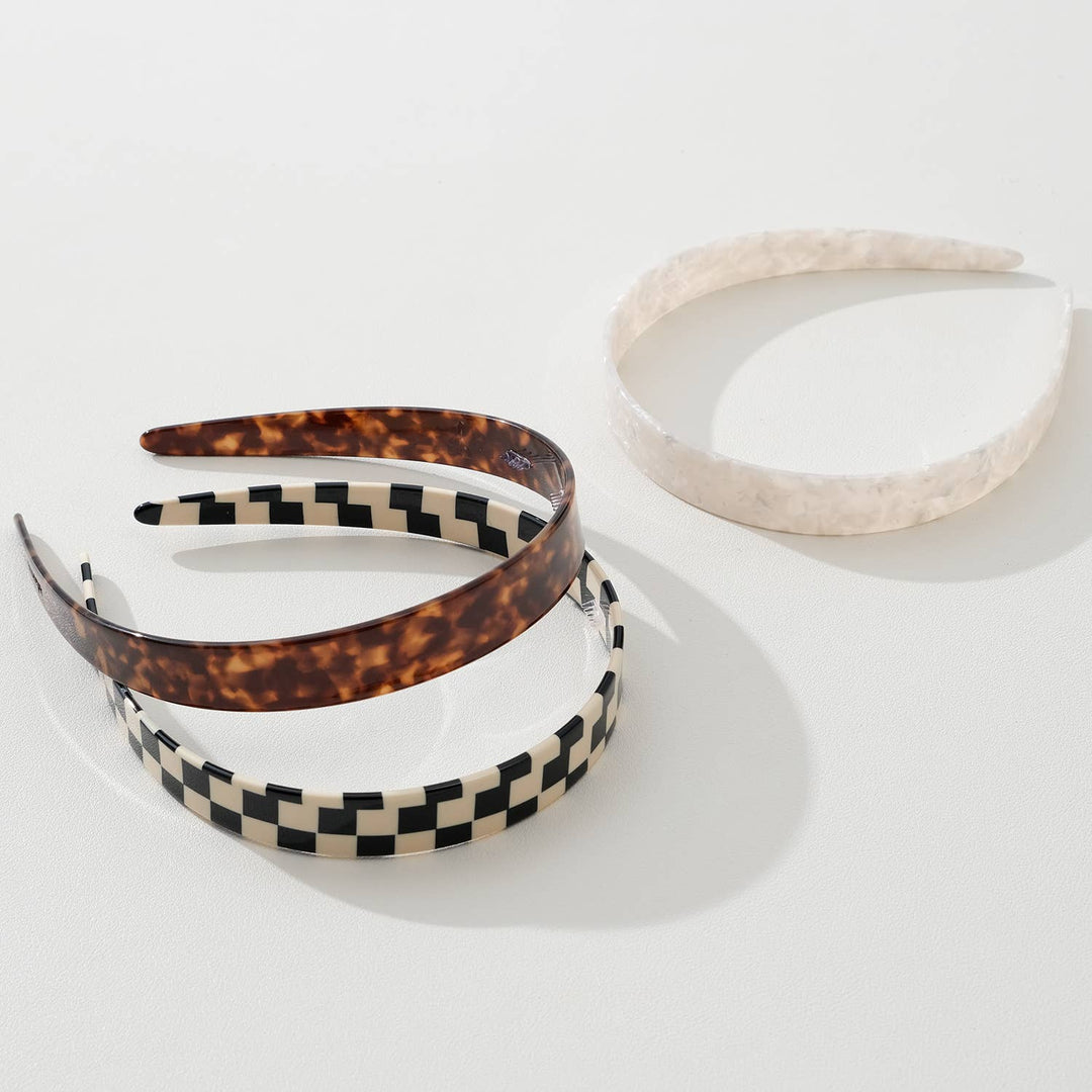 Core Acetate Skinny Headband | Checkered & Marbled