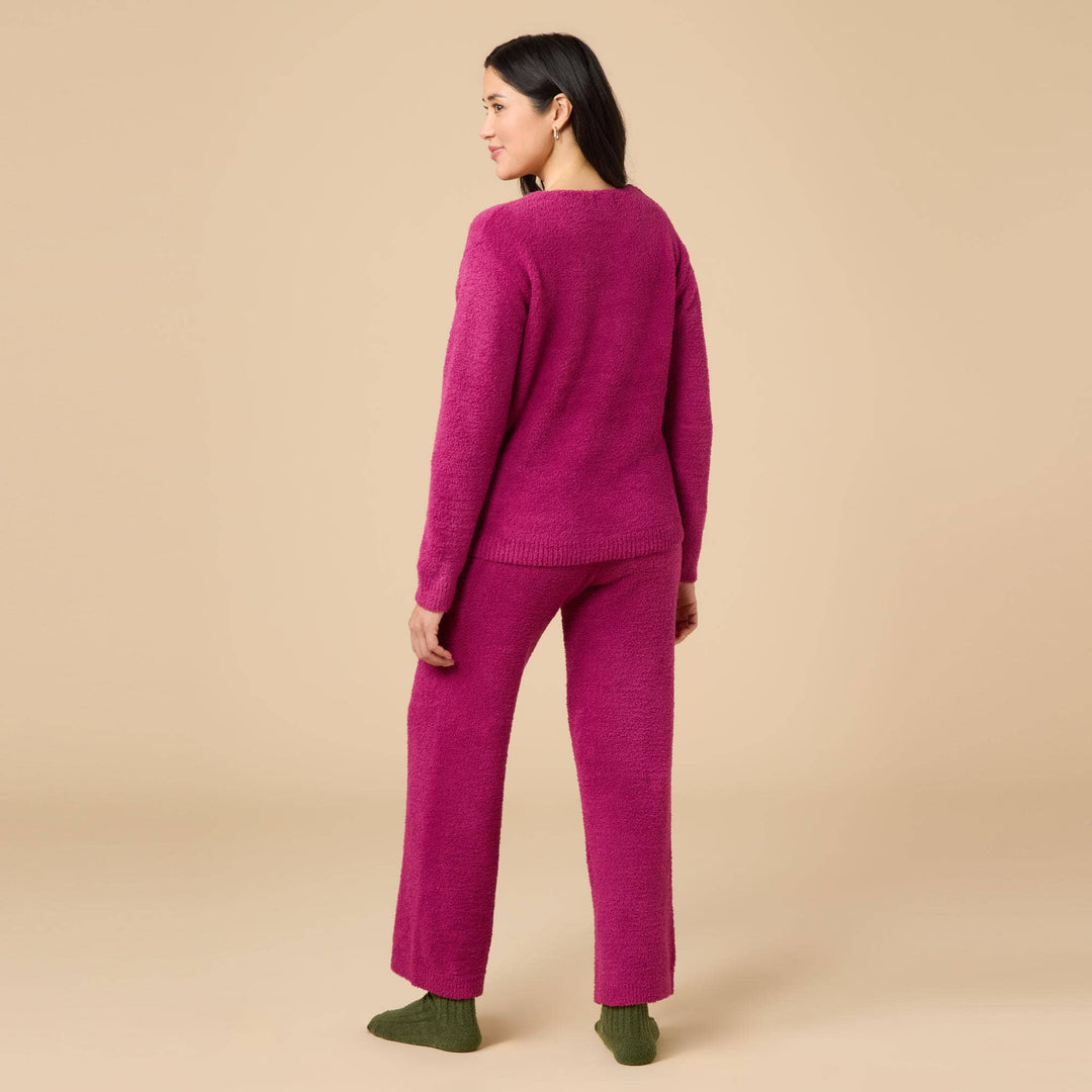 Women's Solid Marshmallow V-Neck Lounge Set