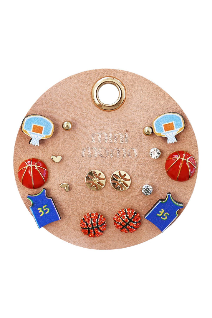 Sports Stud Earrings Multipack Assorted Set - Basketball