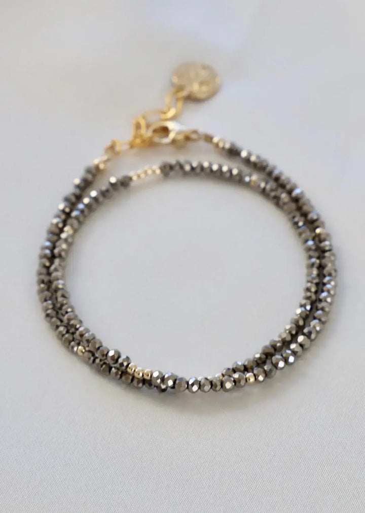 B1013MET Bracelet-Metallic Petite Crystal Double Wrap