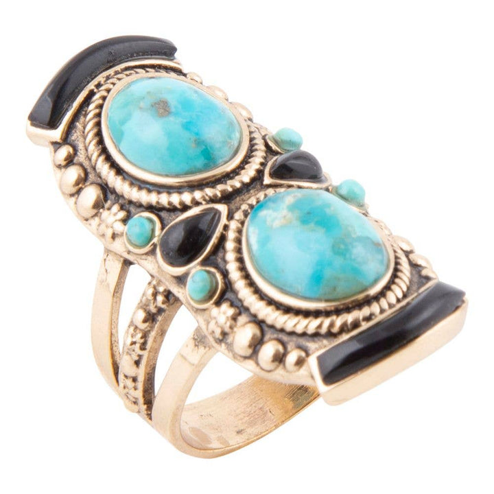 Ring-Double Up Turquoise and Onyx