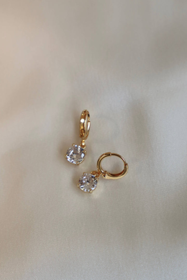 E1532G Gold Earrings-CZ Round Huggies