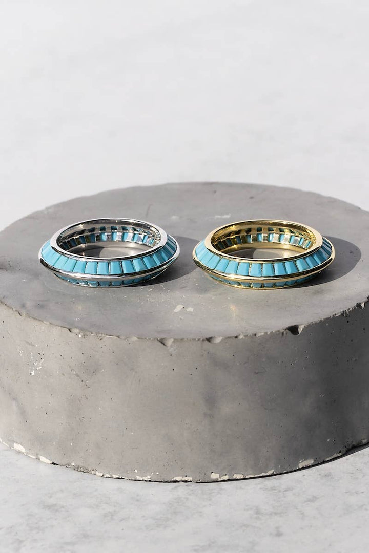 Ring-Yellow Gold + Turquoise Razor Edge