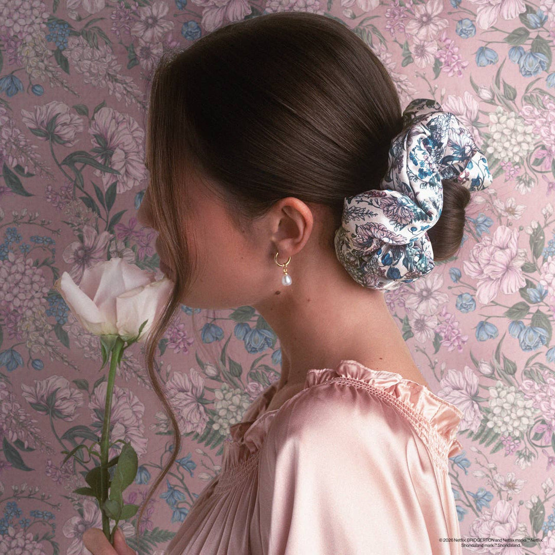 Bridgerton x Kitsch Satin Pillow Scrunchies® in Toile in Bloom-Single