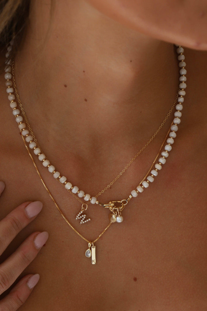 Charm-Pearl Initial Gold