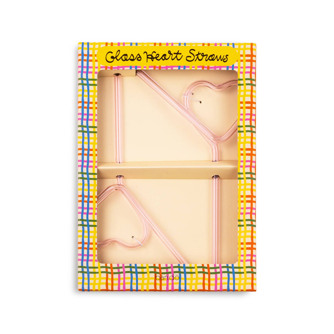 Glass Straw Set, Hearts