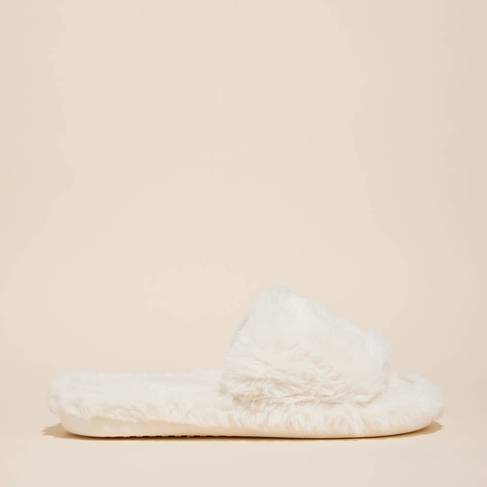 Open Toe Plain Fuzzy Slippers