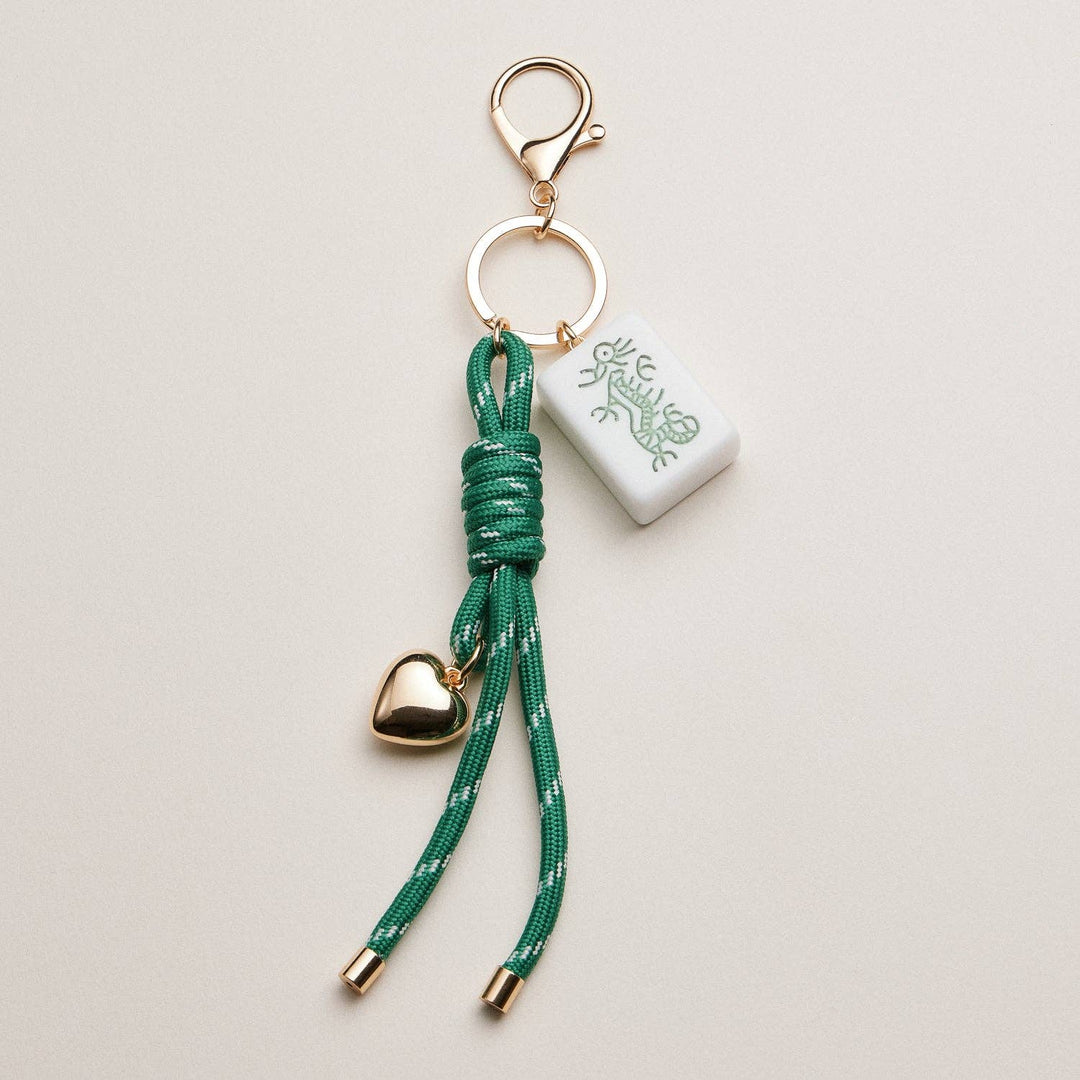 Mahjong Keychain | Heart Charm & Rope