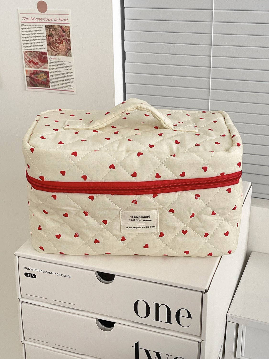 Red Heart Print Large Capacity Makeup Bag DP25E861