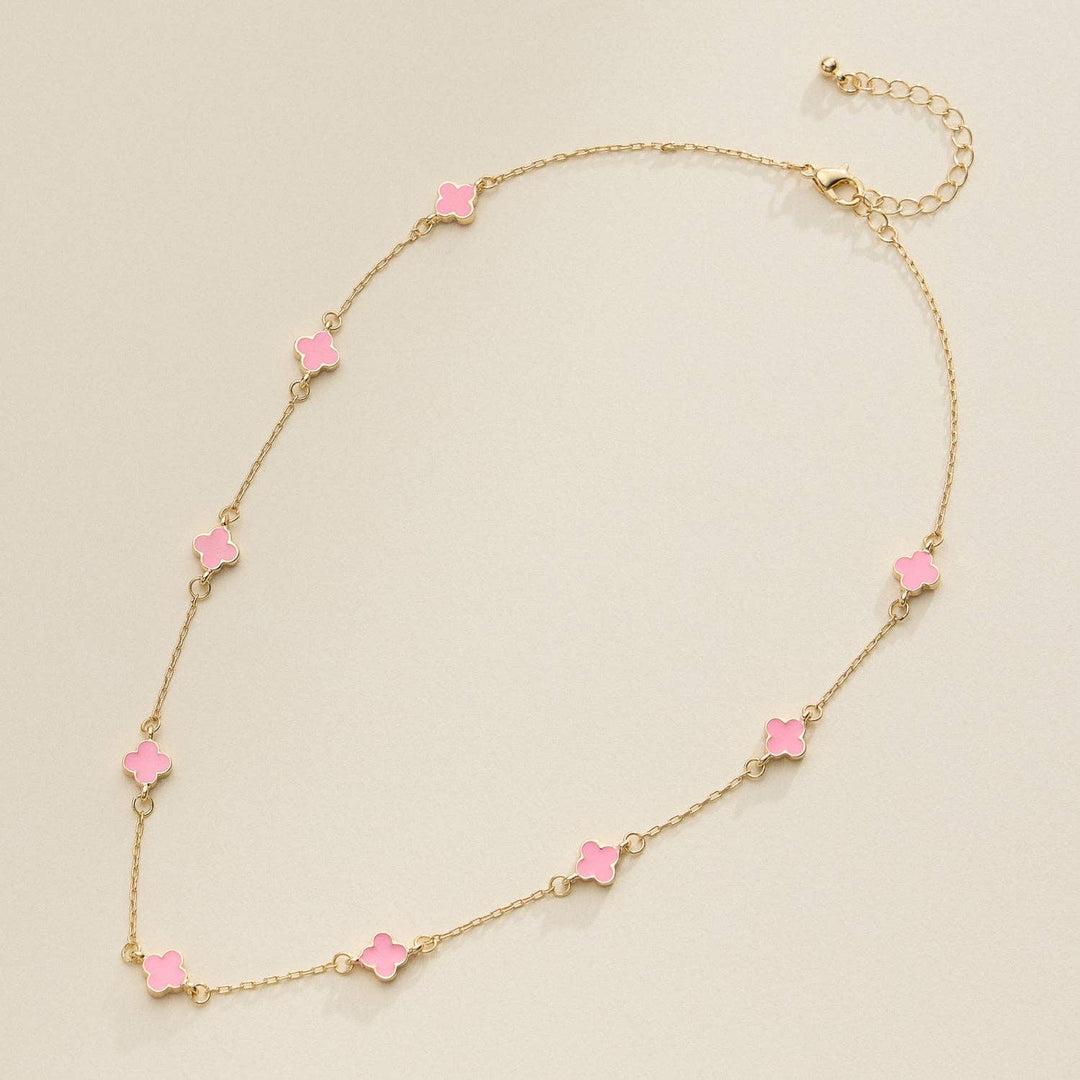 Necklace-Enamel Clover Station