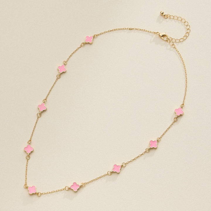 Necklace-Enamel Clover Station