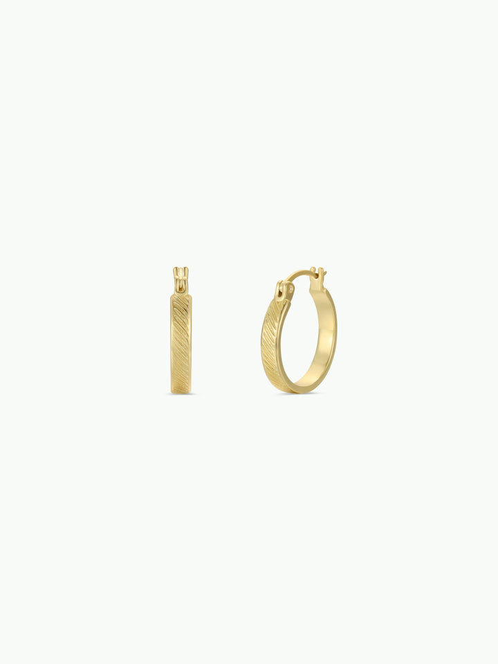 Earrings-Gold Hoop - Textured