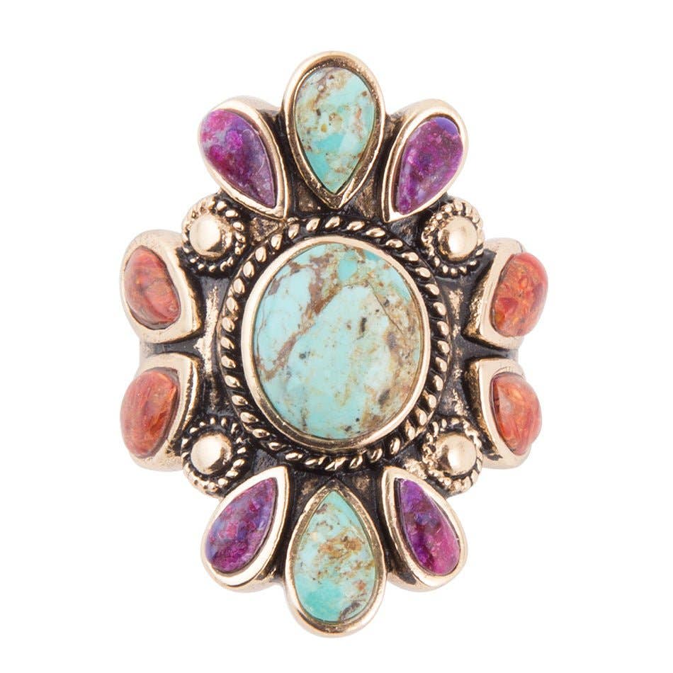 Ring-Native Color Blue Turquoise Multi Stone