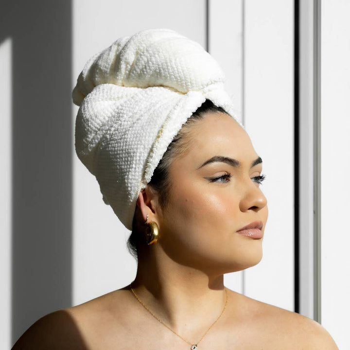 VOLO Hero Hair Towel- Salt White Luxe Tube