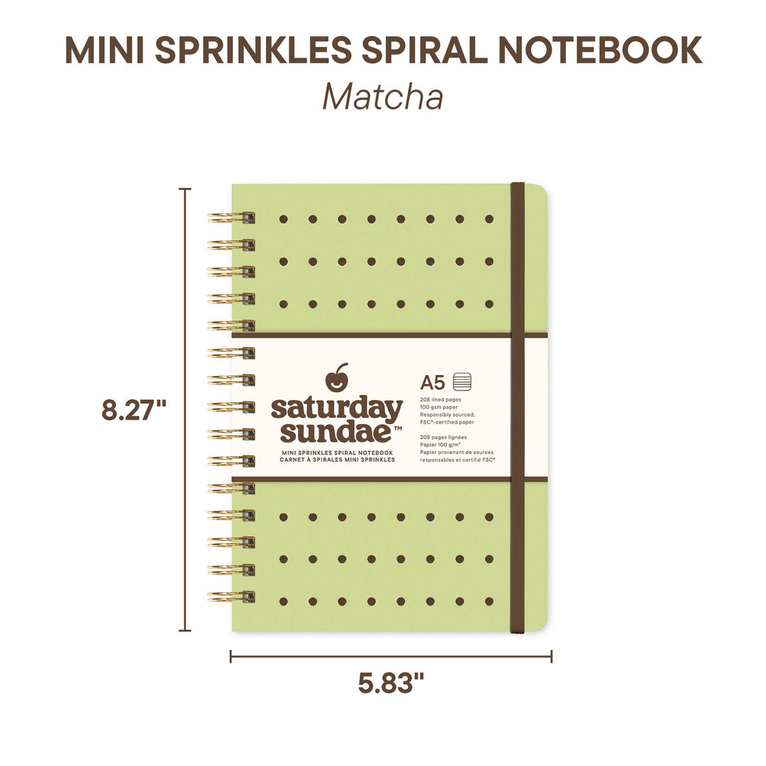 Spiral Notebook-Matcha A5 Mini Sprinkles