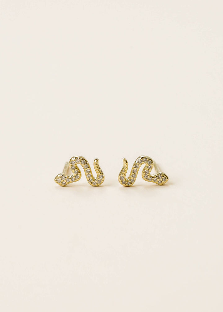 Earrings-Pave Stud Snake