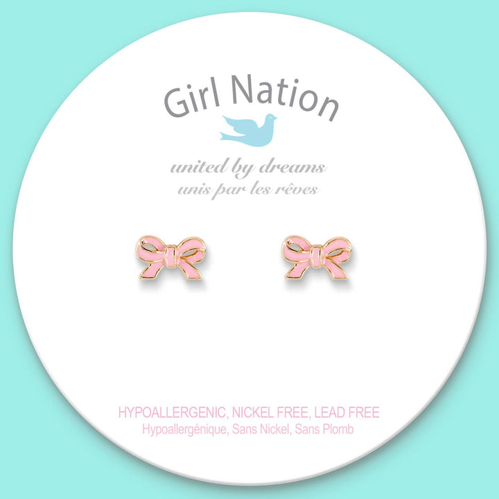 Stud Earrings-Pretty Pink Bow