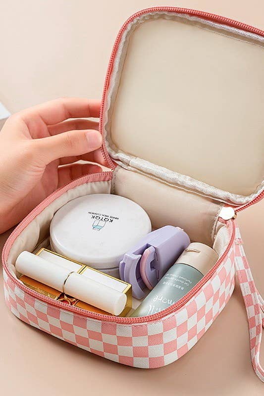 Cosmetic Pouch Bag-Travel Checker Makeup