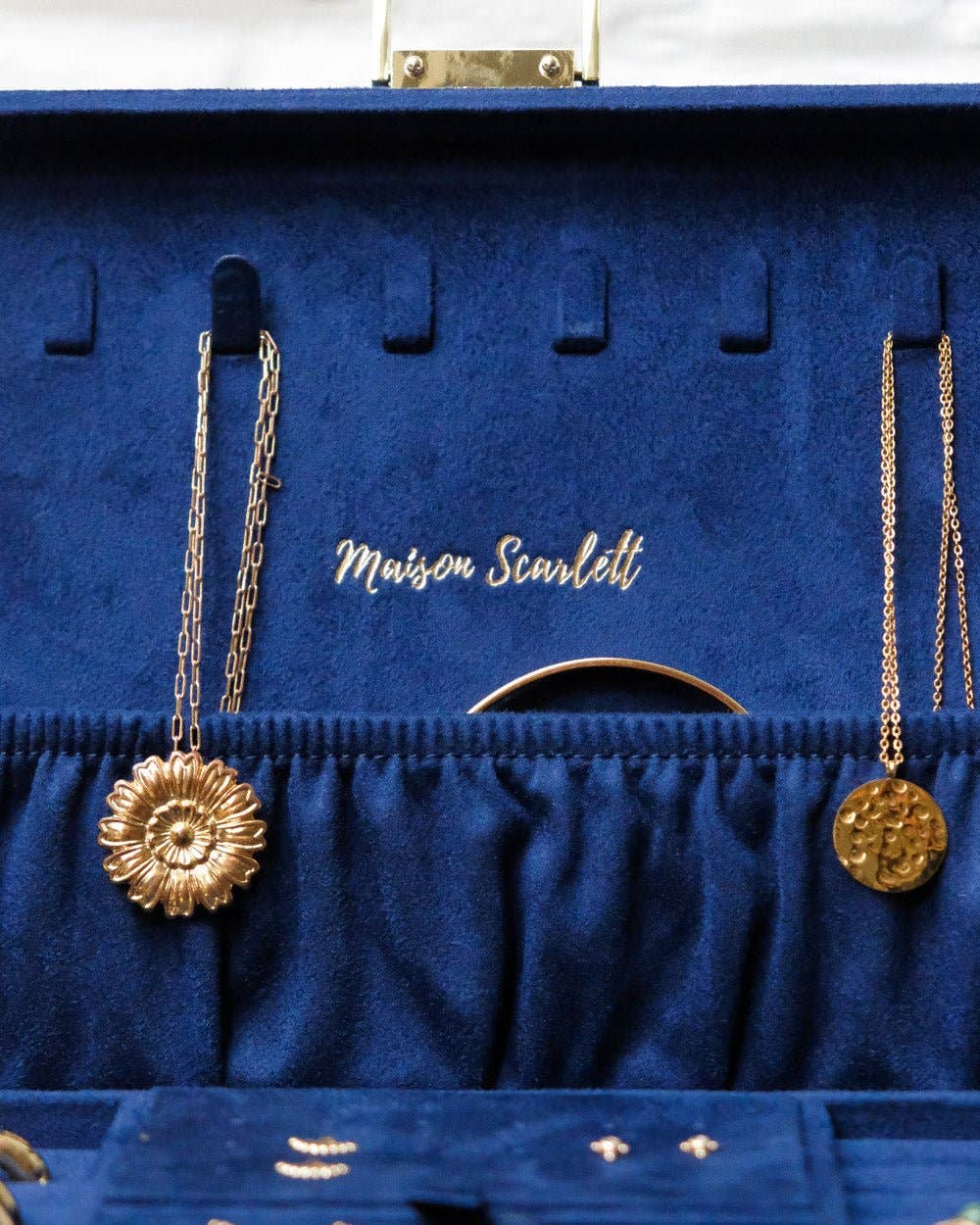 Denise-Navy Blue Velvet Jewelry Box