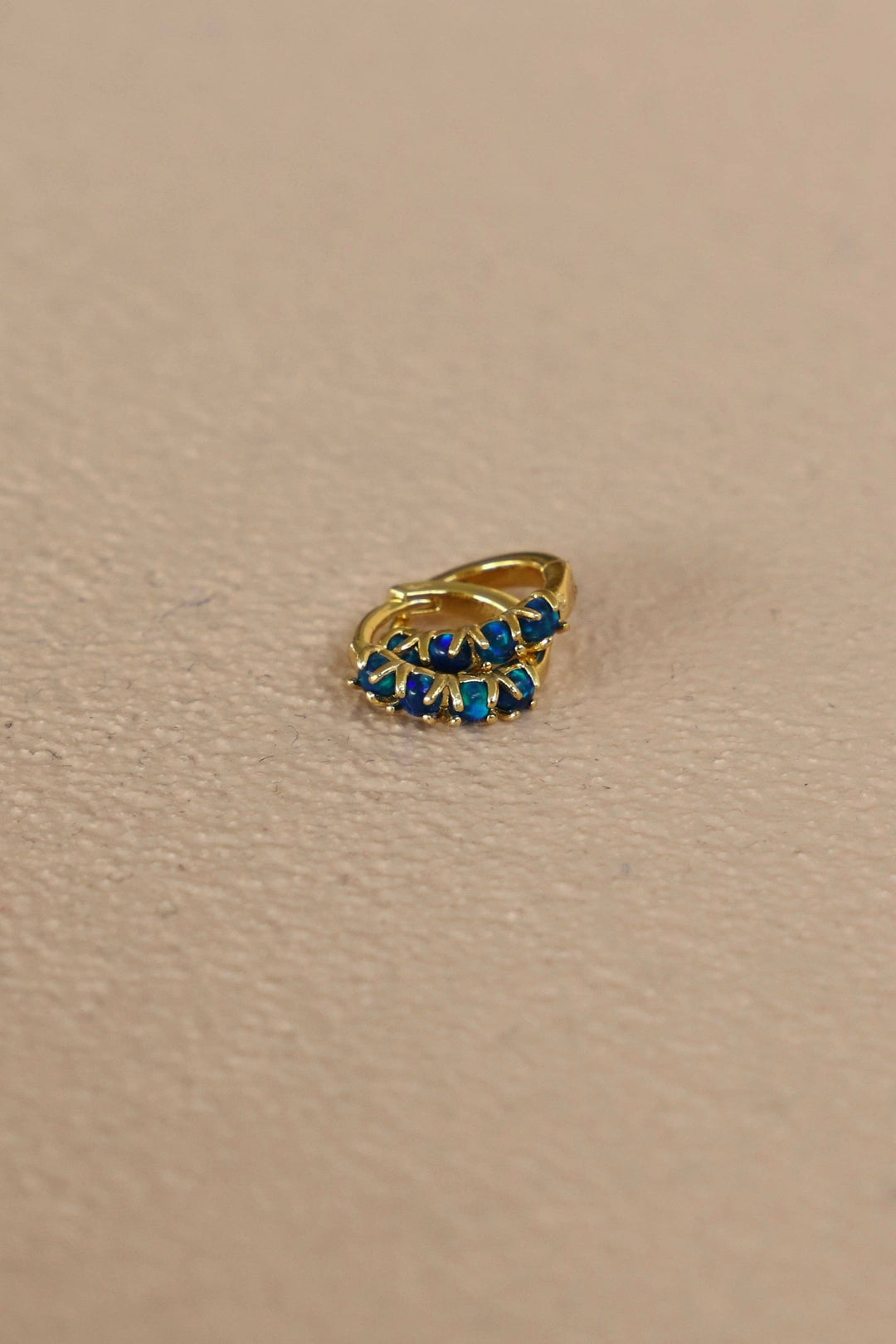 Katie Waltman-E1748G Earrings-Dark Blue Opal Mini Hoops