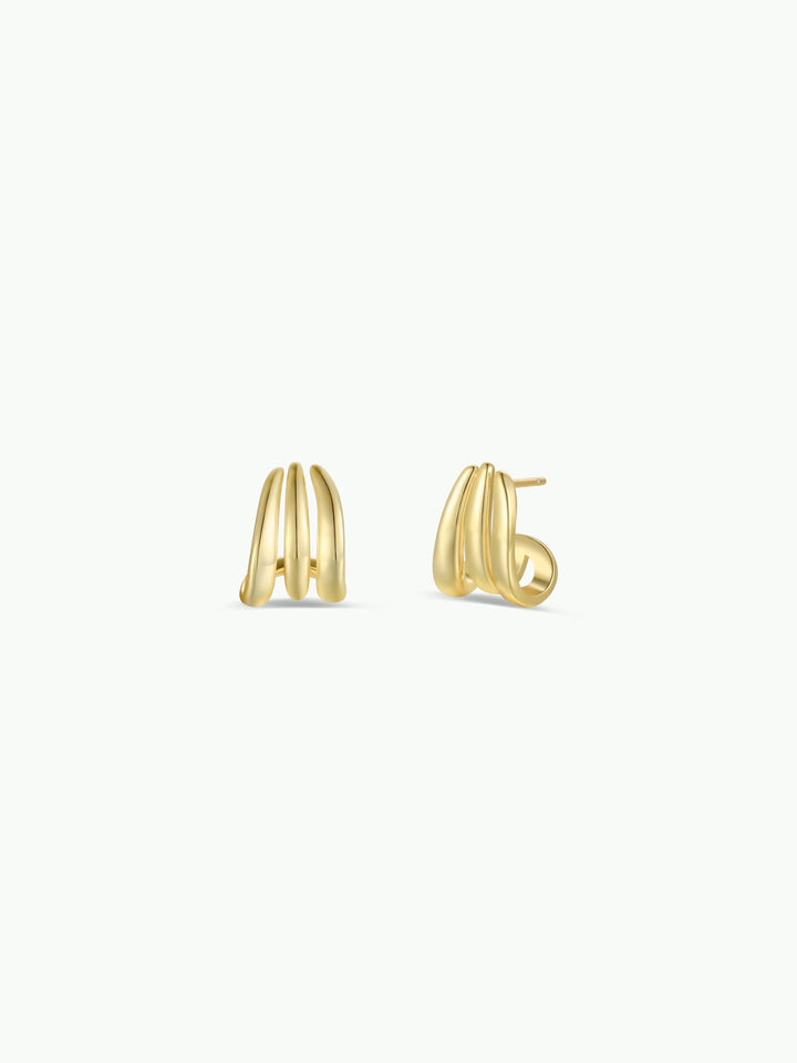 Earrings-Gold Three Hoop Huggies