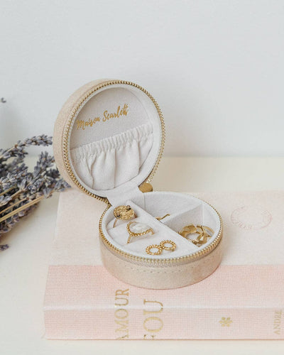 Yvonne-Velvet Round Travel Jewelry Box