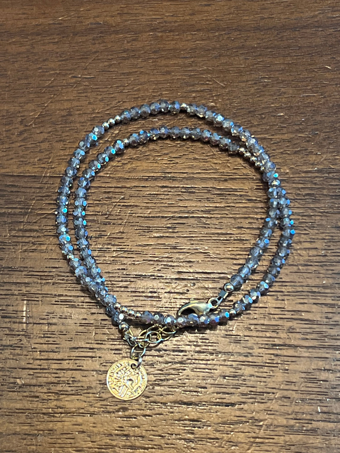 B1013Rose Gold Bracelet-Rose Crystal Double Wrap