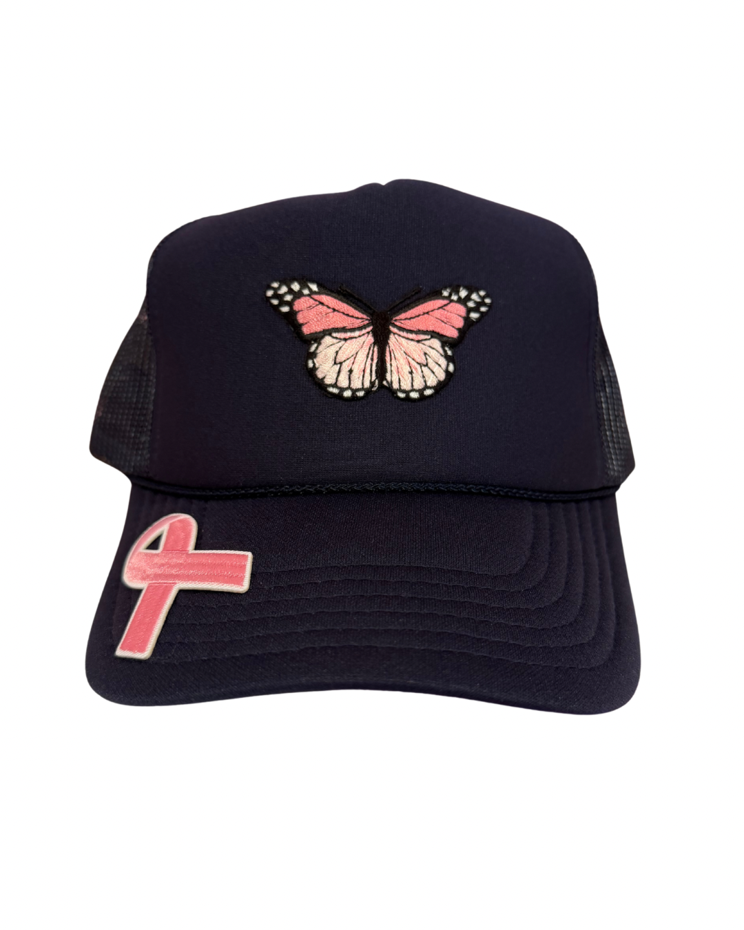 Pink Butterfly/Ribbon Navy Trucker Hat Collection