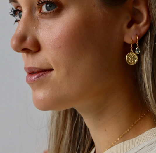 E1310 Gold Earrings-Wax Seal Huggies