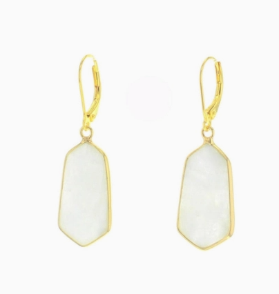 Earrings-Gold Dea With White Moonstone