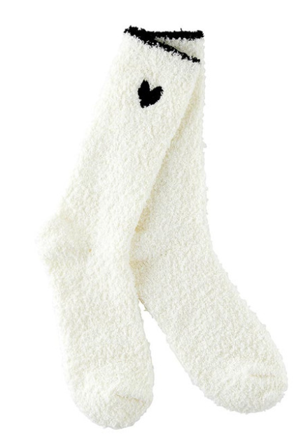 Cozy Socks-Ivory with Black Heart