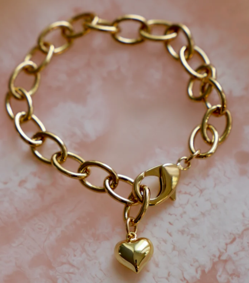 B1225G Gold Bracelet-Amor Link Chain