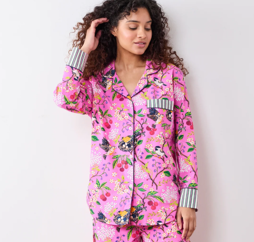 Cotton-Bird & Blossom (Fuschia Berry)