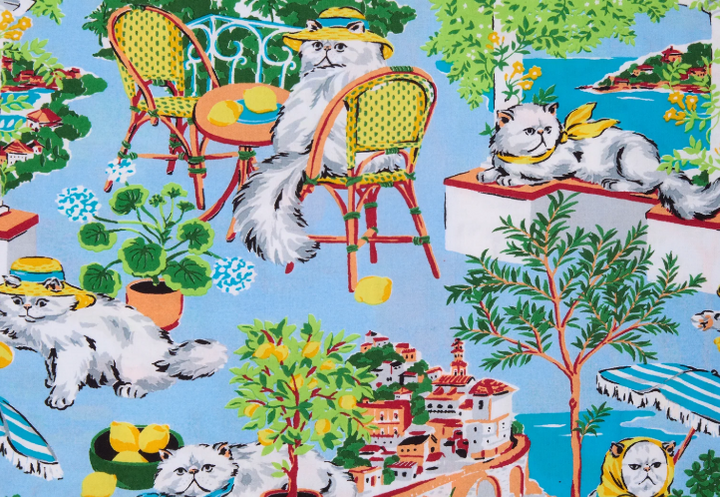 Cotton-Mediterranean Meow (Lilac + Lime)