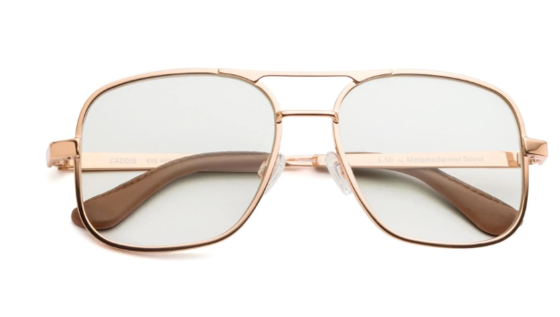 Caddis Metamodernist Scout Reading Glasses-Rose Gold/Green