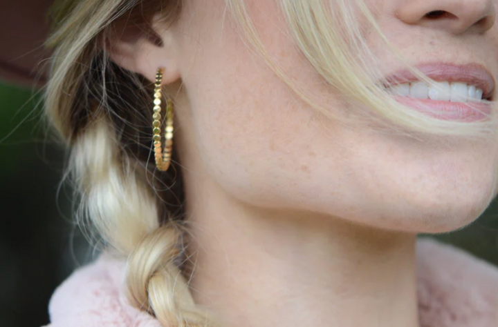 Earrings-Marble Hoops