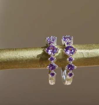 E1753 Earrings-Lilac CZ Huggies