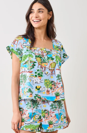 Cotton-Mediterranean Meow (Lilac + Lime)