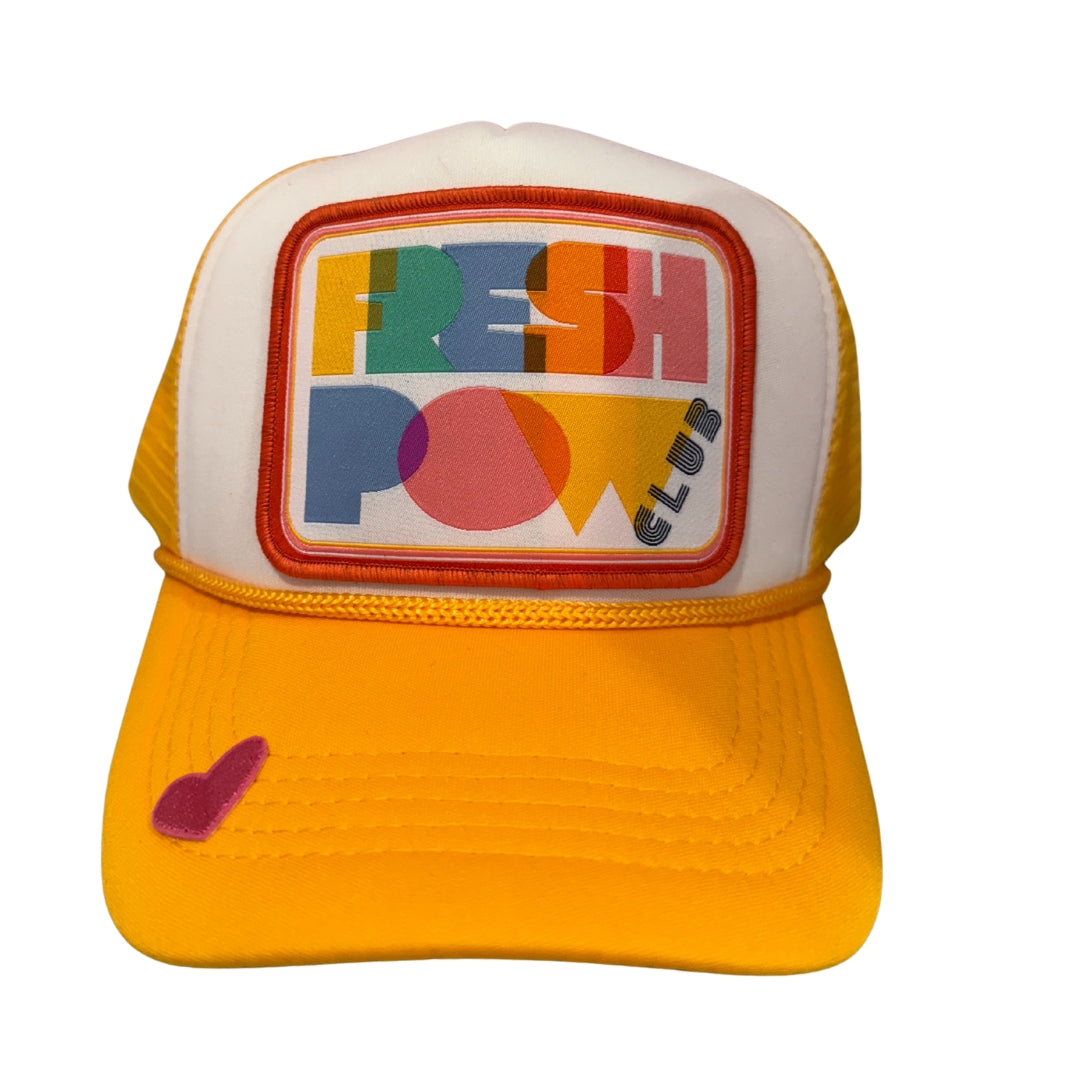 Trucker Hat-Yellow w/Rainbow Fresh Pow