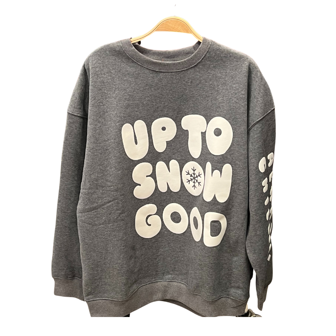 Cozy Crew Neck Sweatshirt-Up To Snow Good Grey