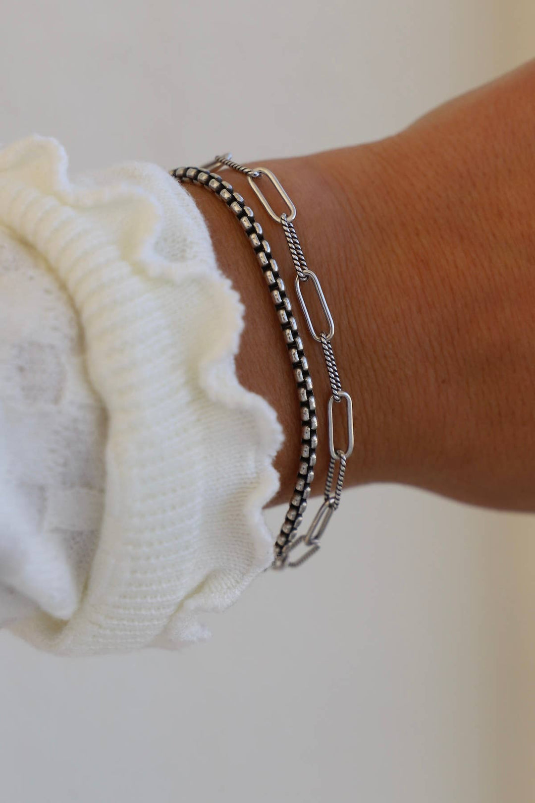 B1103S Silver Bracelet-Antique Silver Cecelia Chain