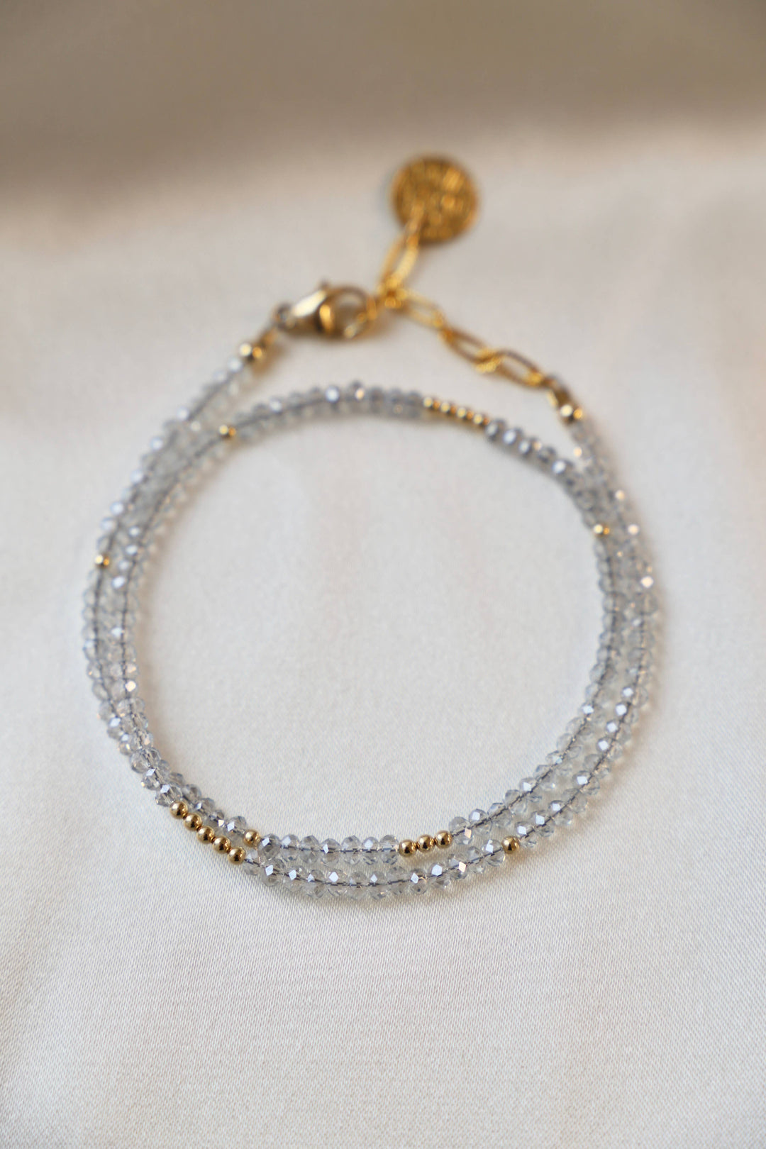 B1013LTBLUEG Bracelet-Light Blue Petite Crystal Double Wrap