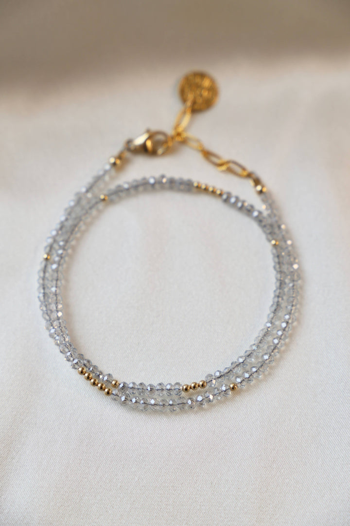 B1013LTBLUEG Bracelet-Light Blue Petite Crystal Double Wrap