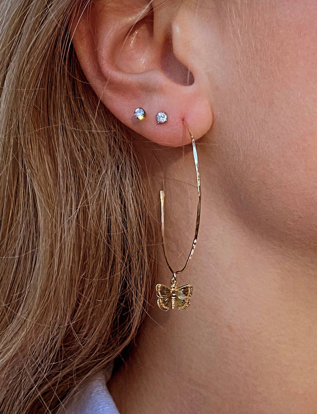 Earrings-Large butterfly hoop