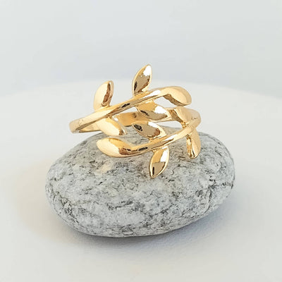 Leaf Ring, Nature Ring, Bypass Nature Ring: Rose Gold